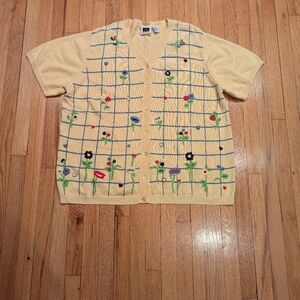 Vintage Floral Embroidered Cardigan 3X